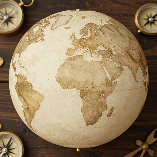 Vintage Stylized Globe with Nautical Elements
