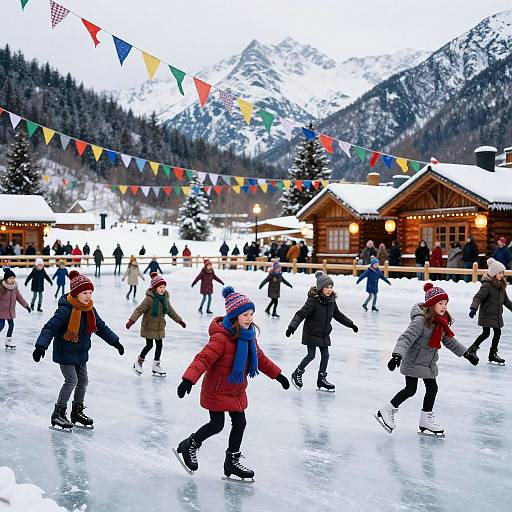 Festive Winter Ice Skating Scene
