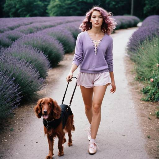 Young Woman with Lavender Hair and Setter