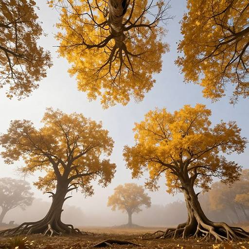 Inverted Golden Trees in Mist