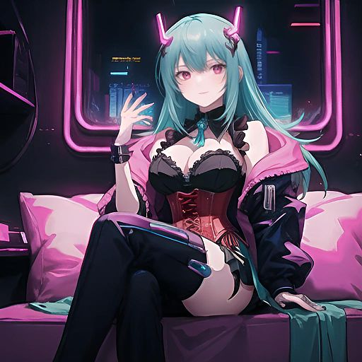 3D Animated Blue-Haired Girl with Red Crown