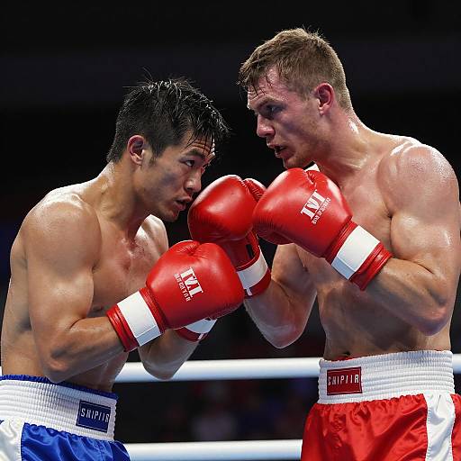 Intense Moment in the Boxing Ring
