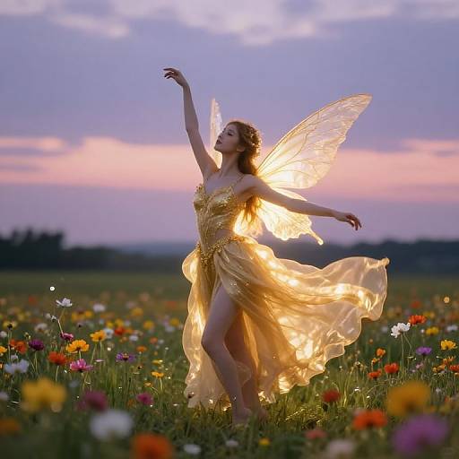Fairy Dancing in Twilight Blooms