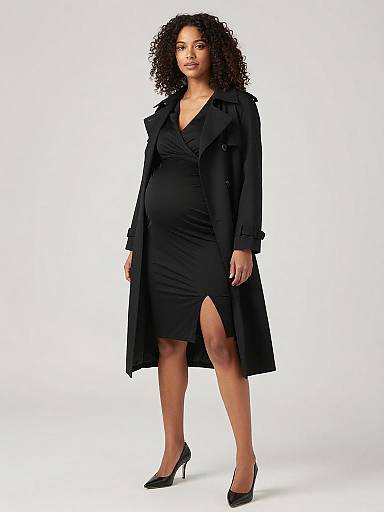 Sleek Black Maternity Runway Portrait
