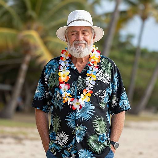 Hawaiian Dad on Beach Vacation