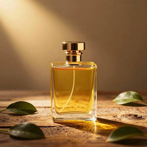 Glowing Yellow Cologne Bottle Still Life