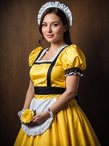 Woman in Yellow Maid Dress