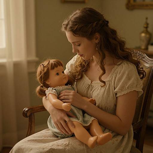 Tender Maternal Bond in Golden Light