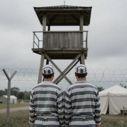 Back View of Prisoners Facing Watchtower