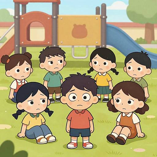 Dystopian Playground Cartoon Scene