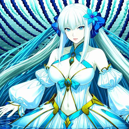 Illustration of Morgan le fay (water princess) (fate), fate/grand order in the style of Rustle