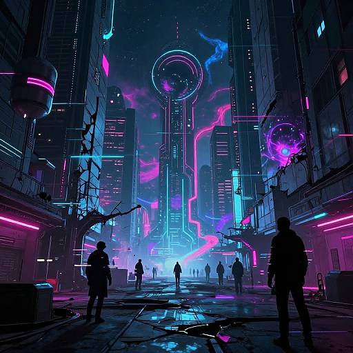 Voidpunk Cybernetic Dystopian Cityscape