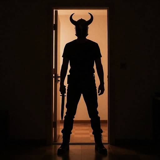 Mysterious Silhouette in a Dark Room