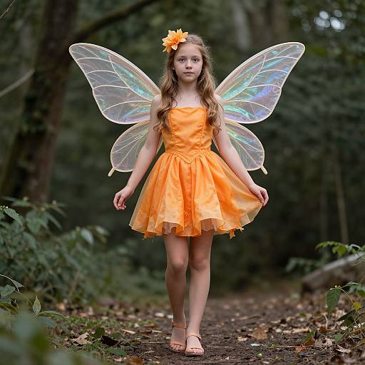 Orange Fairy Girl in Dress