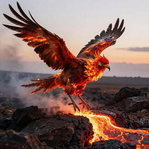 Realistic Phoenix Landing at Dusk