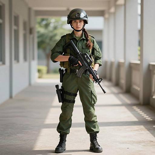 Empowered Female Commando in Natural Light