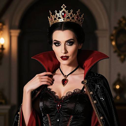 Elegant Dracula Costume with Gothic Crown