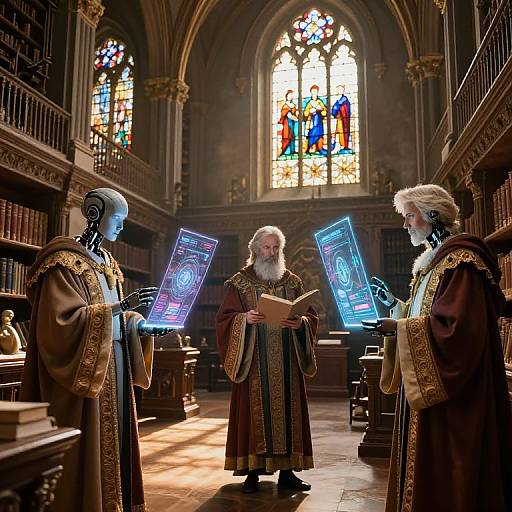 Futuristic AI Renaissance Scholars
