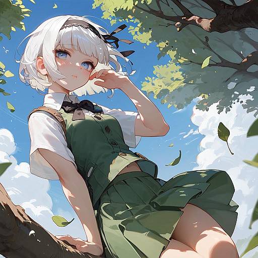 Youmu in Sunlit Forest From Below