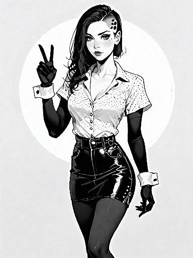 Chic Woman in Polka Dot Fashion