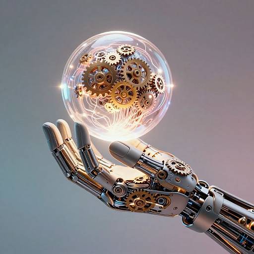 Mechanical Glove Holding AI Orb