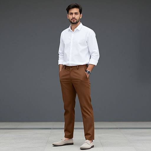 Realistic Man in Lightweight Trousers