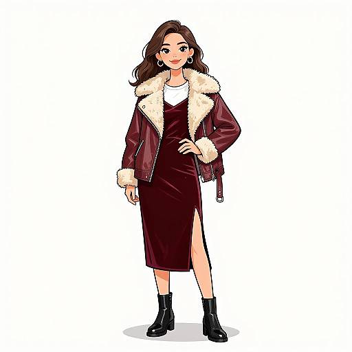 Urban Chic Woman in Velvet Slip Dress