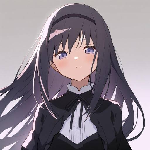 Illustration of Akemi homura (black dress), mahou shoujo madoka magica in the style of Yuuki (yuyuki000)