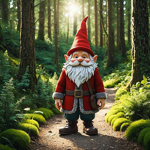 3D Rendered Cartoon Gnome in Forest