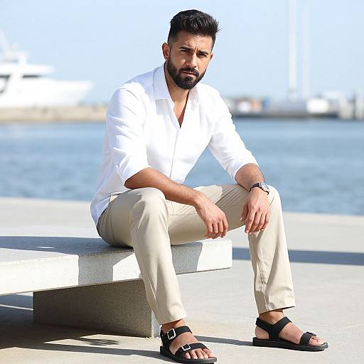 Handsome Bearded Man by Waterfront