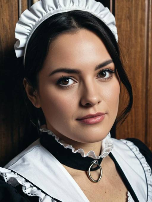 Close-up Portrait of Woman in Lockable Maid Costume