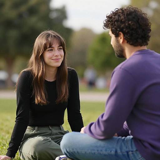 Candid Outdoor Conversation Between Couple