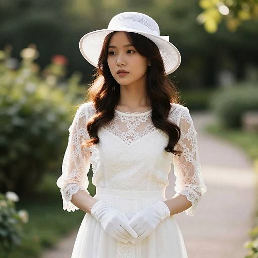 Elegant Woman in a Garden Setting