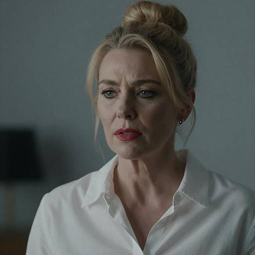 Dramatic Portrait of Concerned Blonde Woman