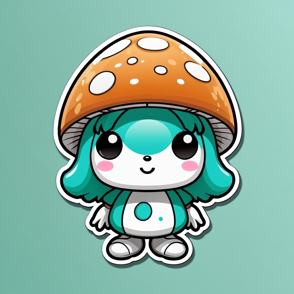 Kawaii Patina Mushroom Cartoon Sticker