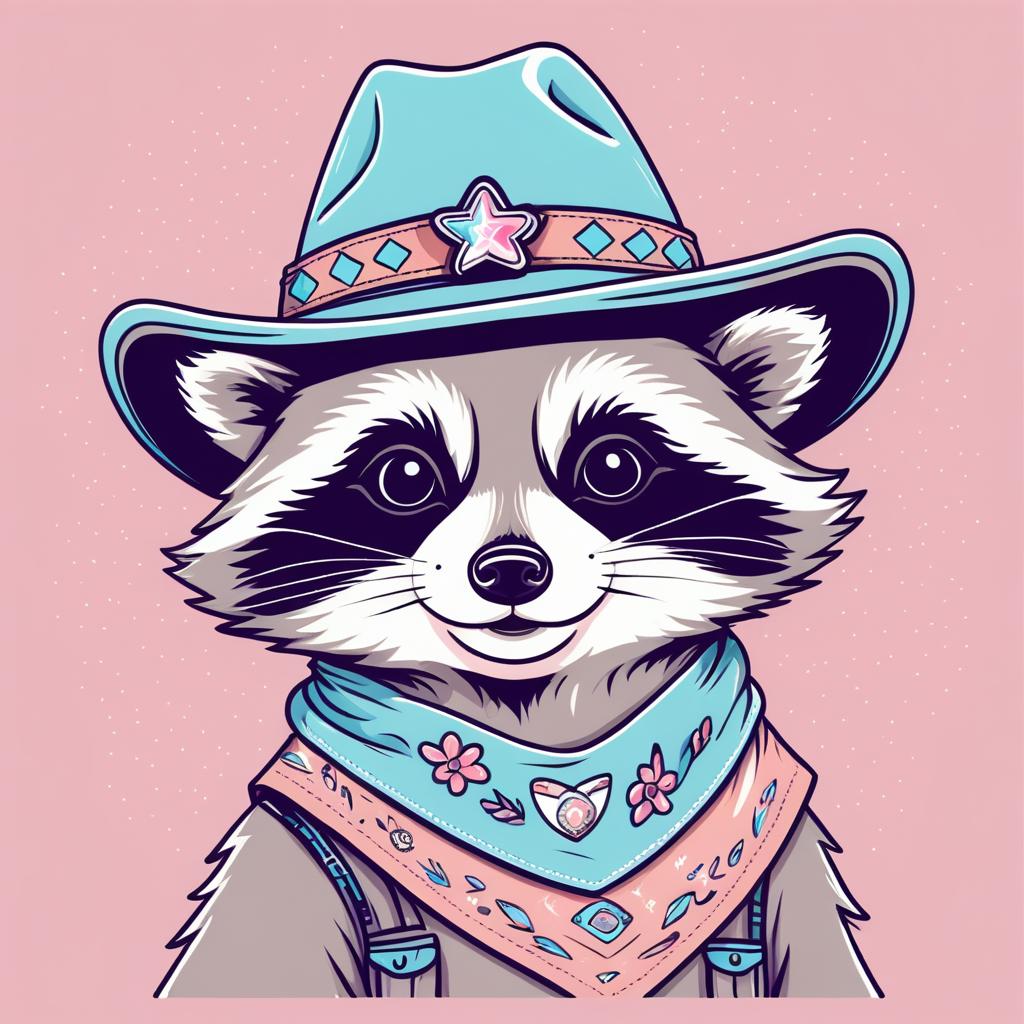 Charming Cartoon Raccoon in Pastel Art