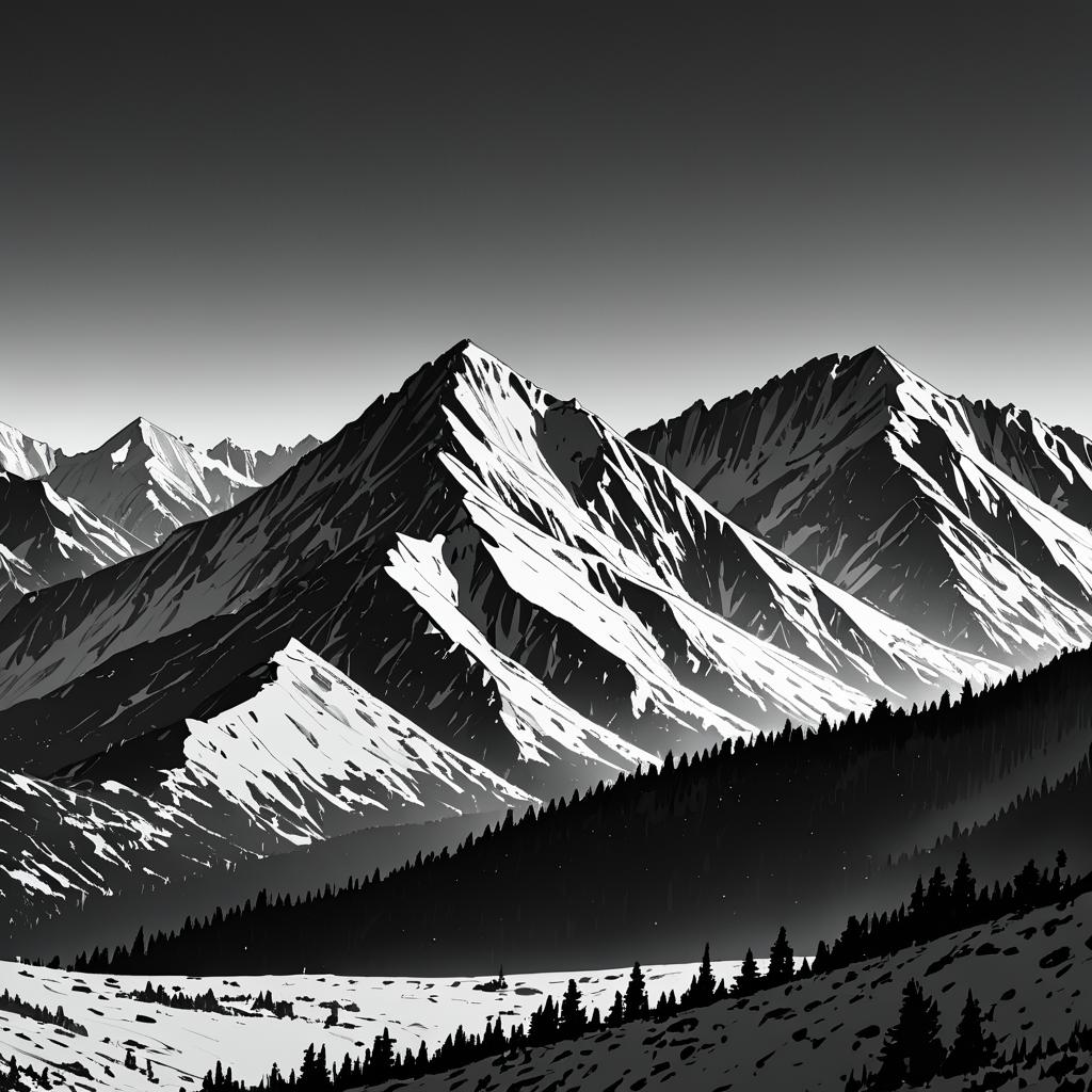 Monochrome Alpine Sunset Landscape