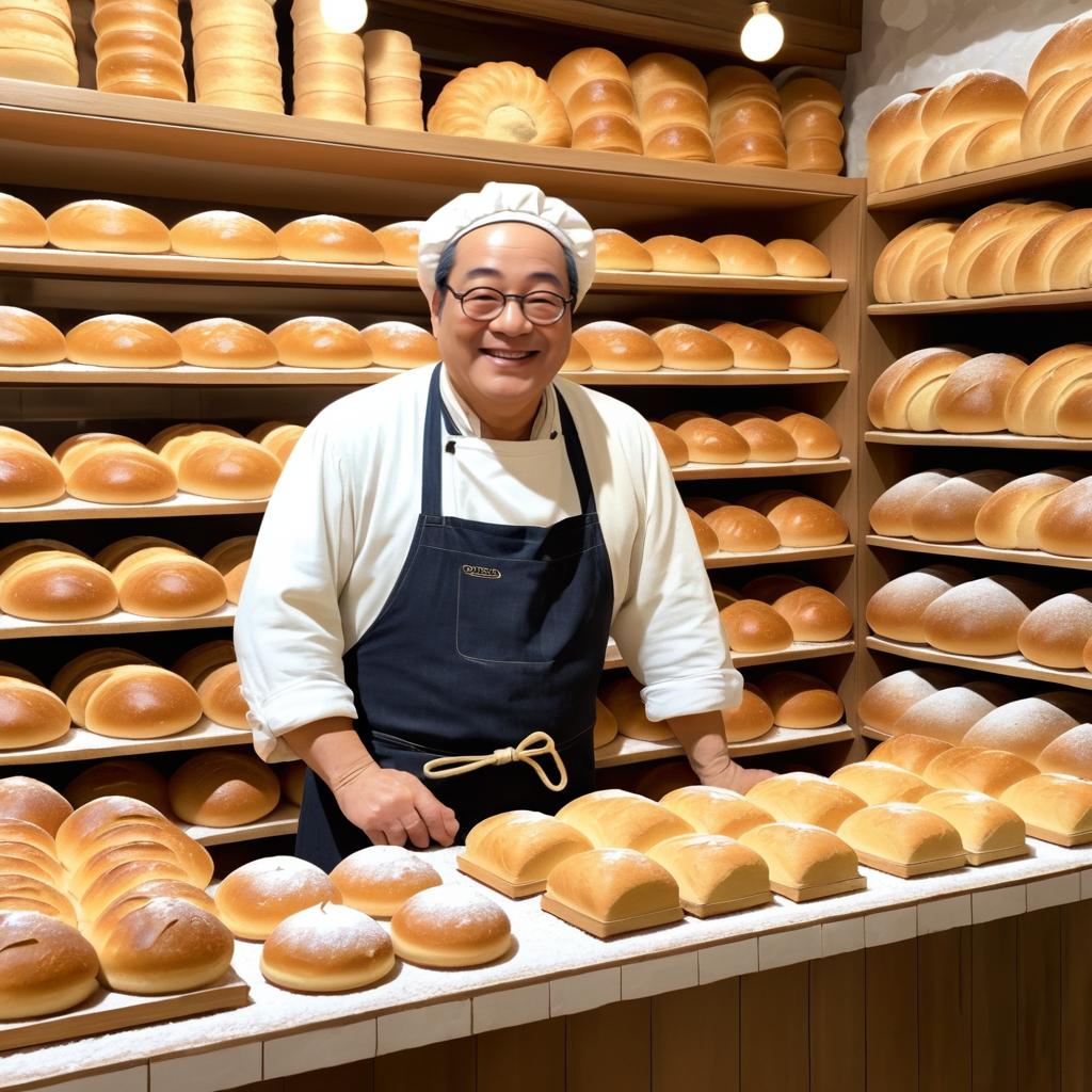 Nostalgic Baker in a Cozy Bakery