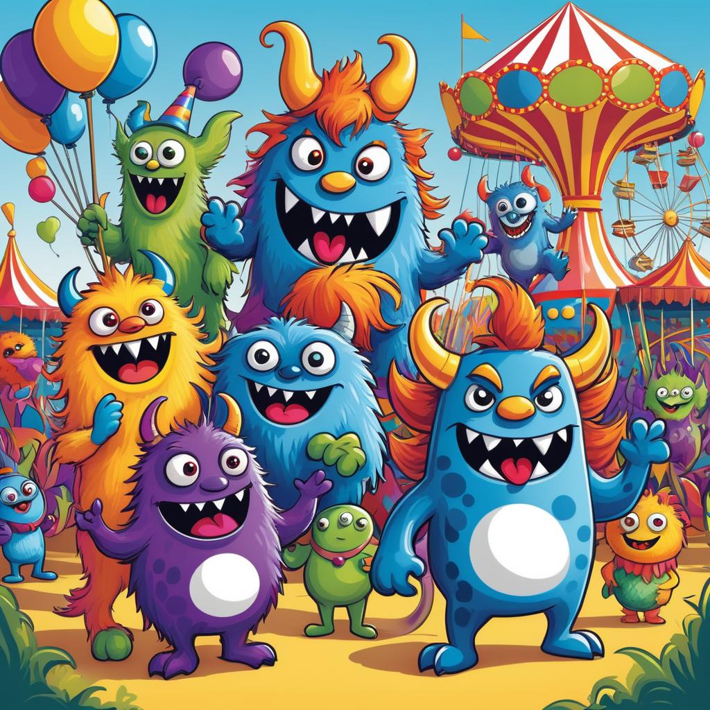 Playful Monsters at a Silly Carnival