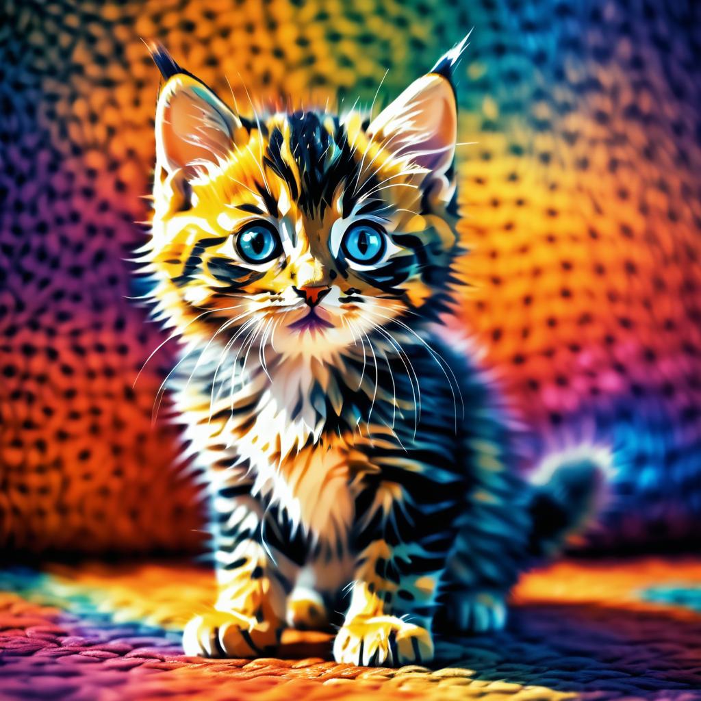 Vibrant Surreal Kitten in Kodachrome Style