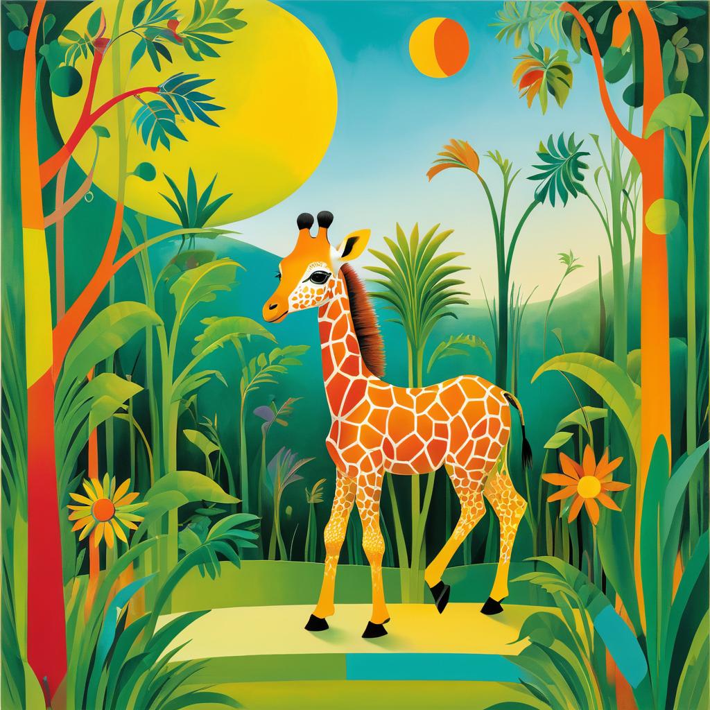 Surreal Baby Giraffe in Conceptual Art