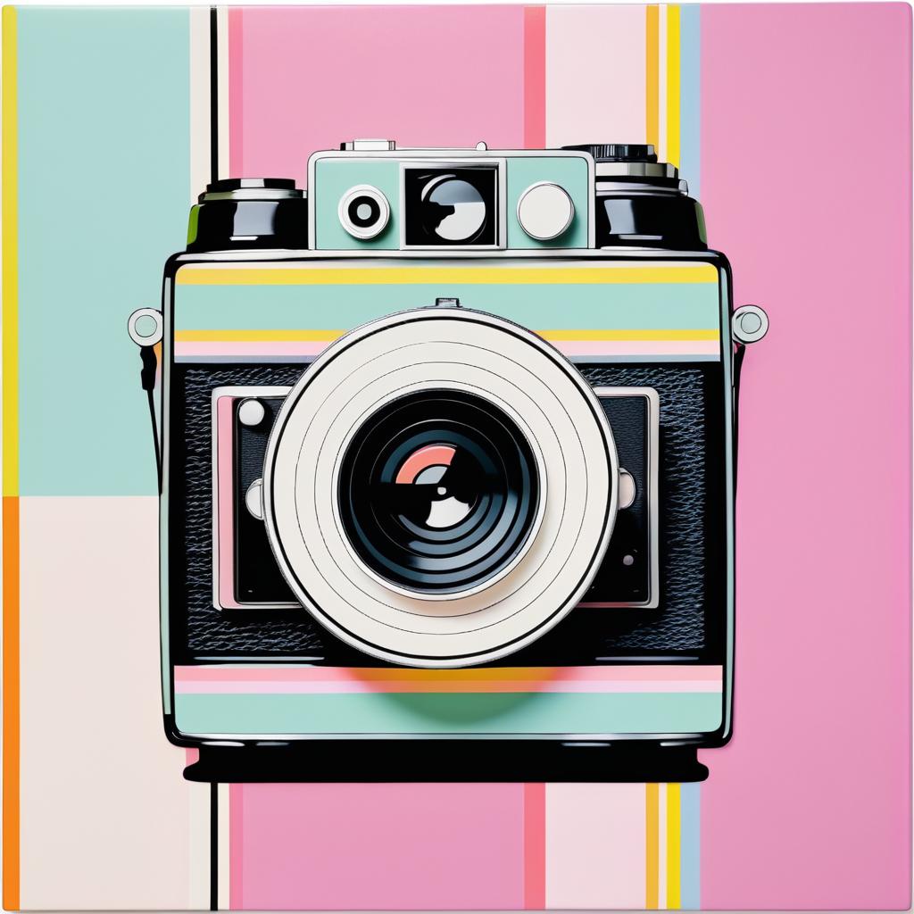 Pop Art Camera on Pastel Background