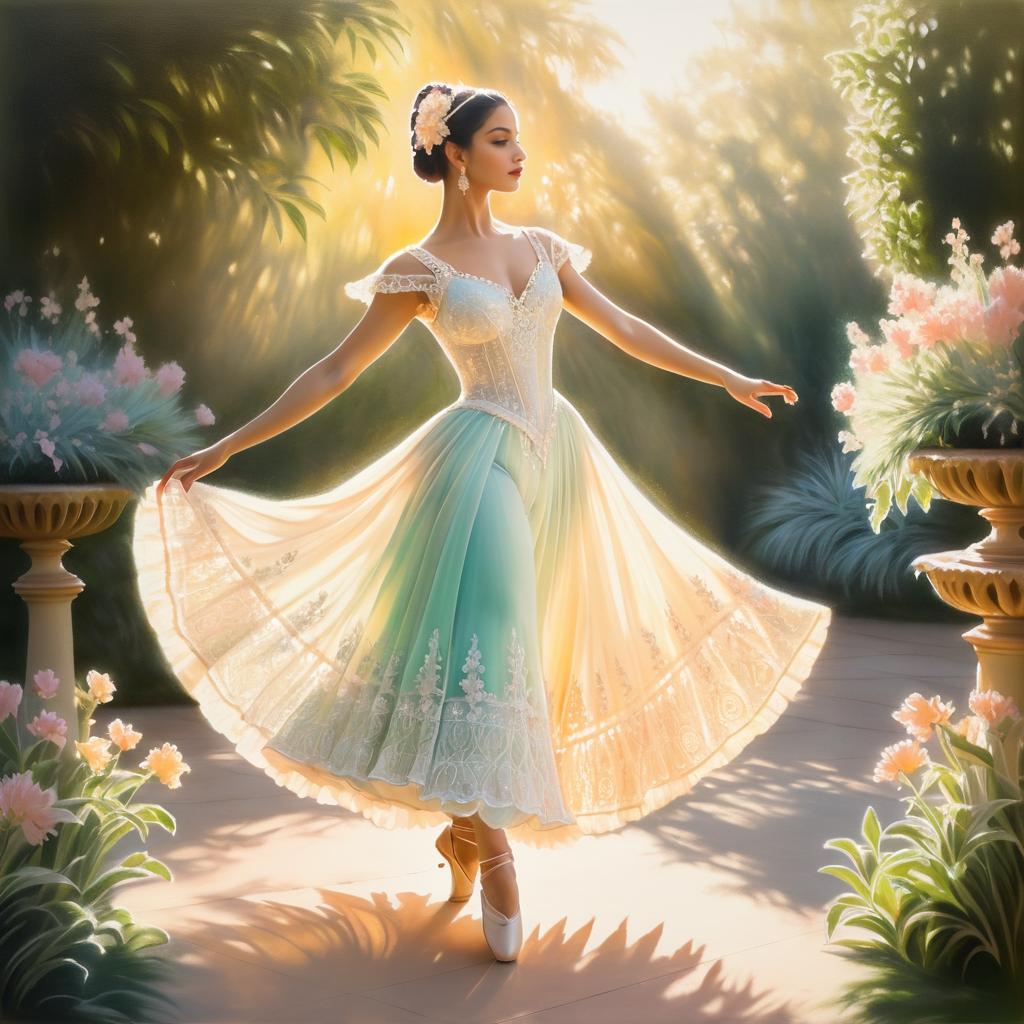 Elegant Classical Dancer in Sunlit Garden