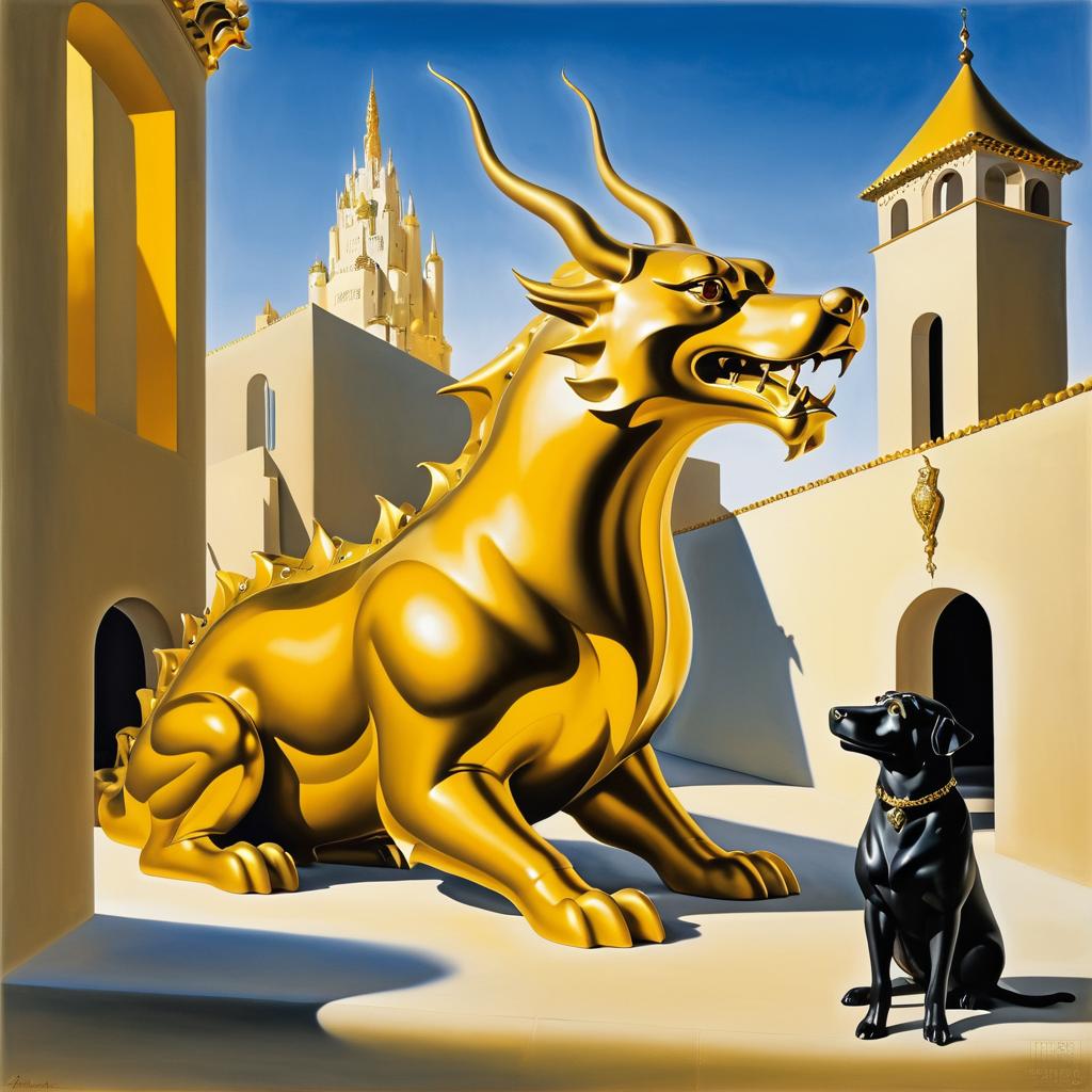 Surreal Dragon Guardian with Gold Vault