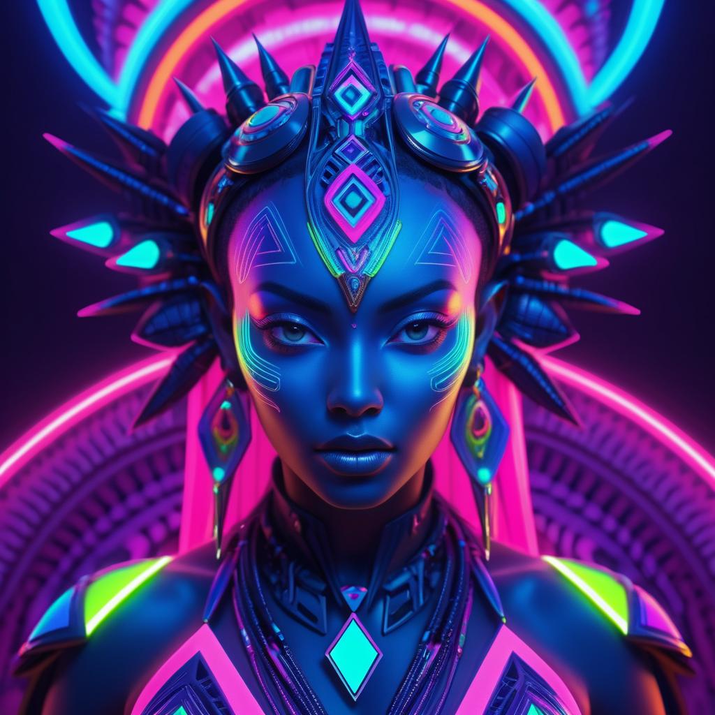 Exotic Alien Goddess in Neon Colors