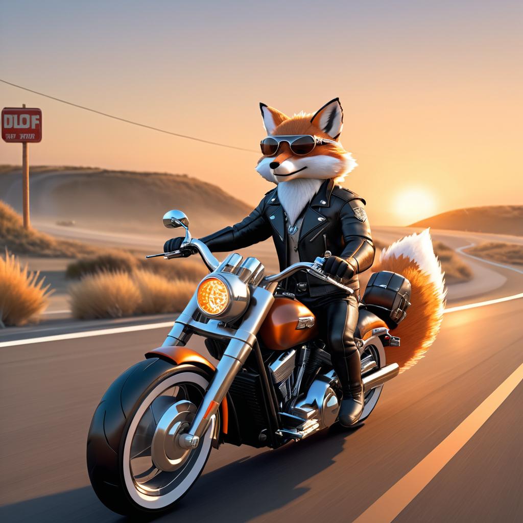 Biker Fox on a Sunset Ride