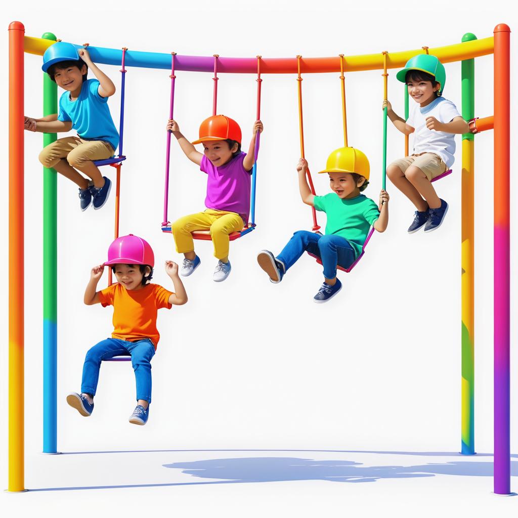 Colorful Eight-Bit Kids at Playground