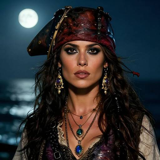 Female Pirate Jewelry Under Moonlight