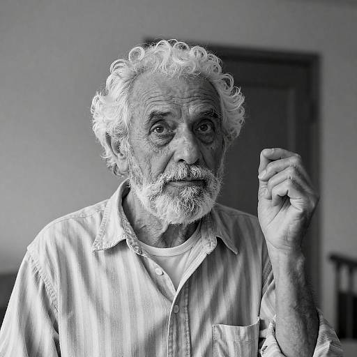 Curious Elder in Stripes: A Timeless Moment