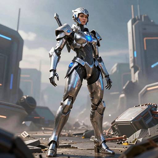 Futuristic Warforged Female Warrior